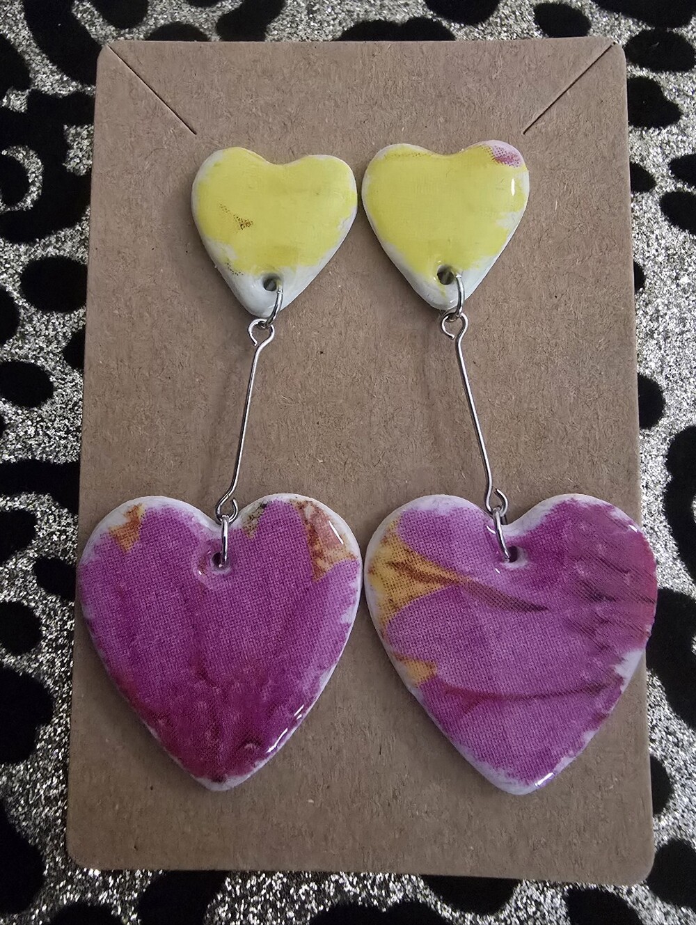 Hand Crafted  Heart Drop Earrings
